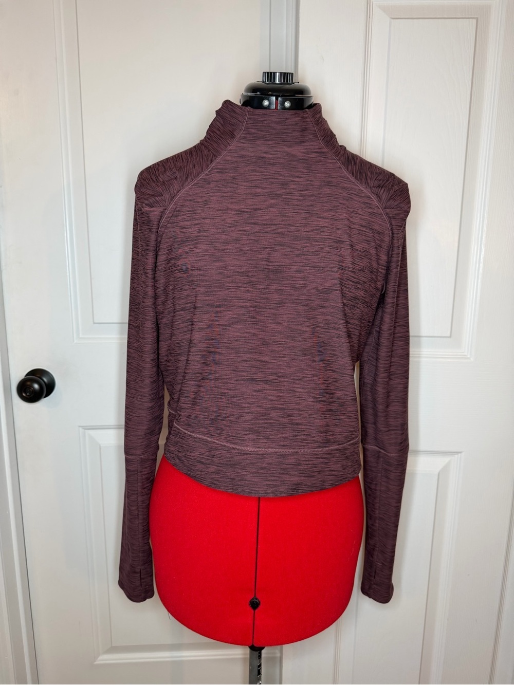 Prana Zandra Funnel Neck Long Sleeve Cropped Top Heathered Purple Women M